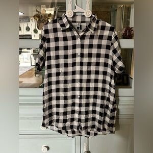 Classic Black and White Checkered Button Down Shirt